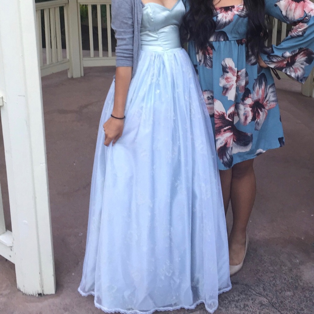 Strapless Pastel Blue Prom Dress